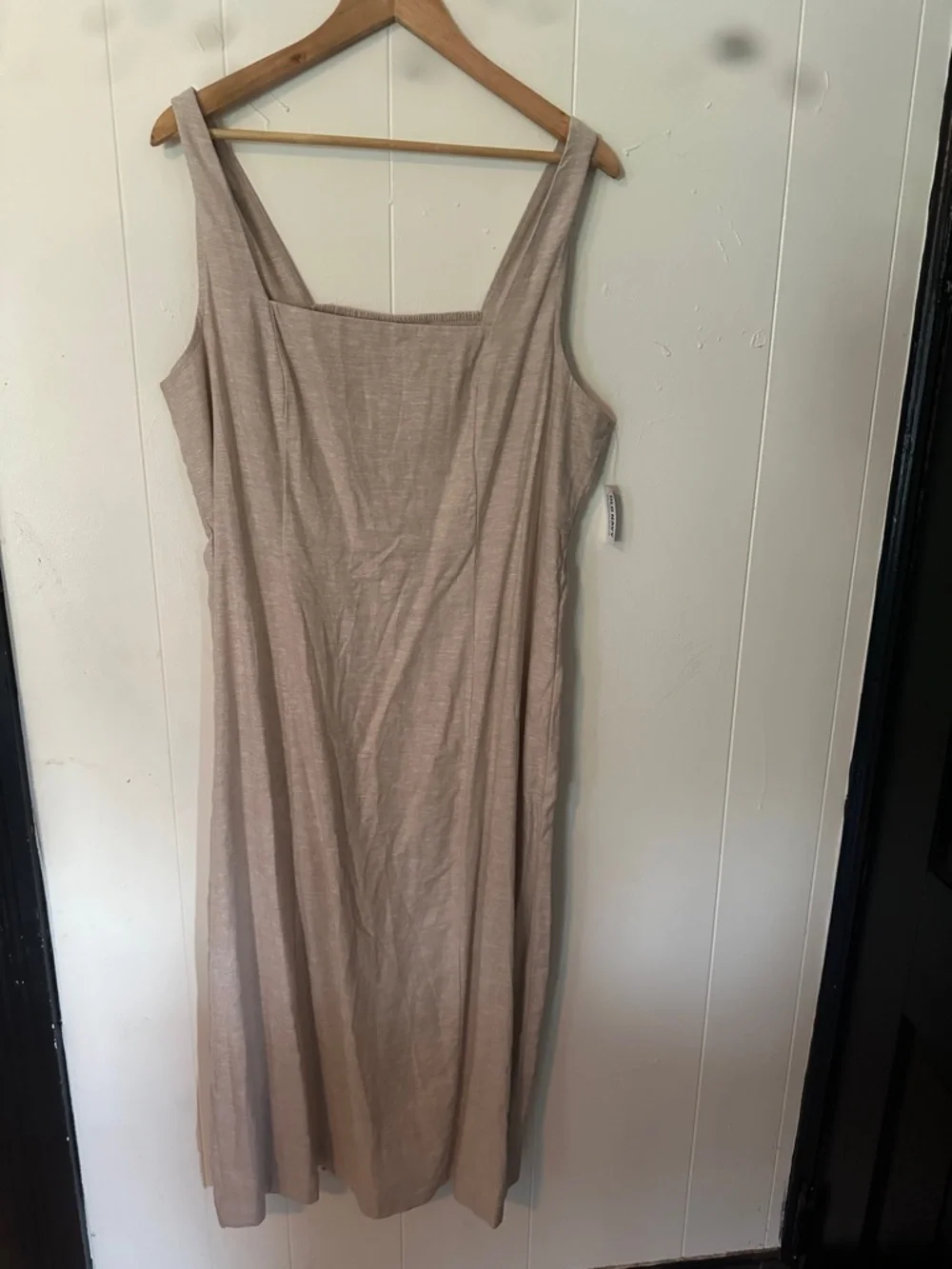 Old Navy Square-Neck Sleeveless Midi Dress in Beige - Picture 2 of 8